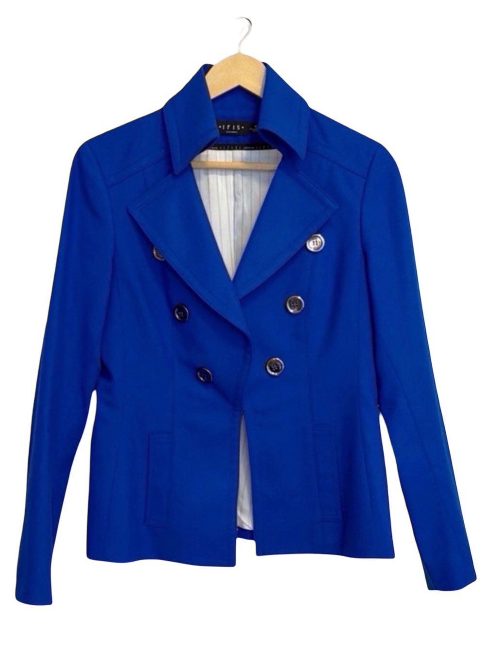 Iris Royal Blue Tailored Suit Set | Size 6 | Double-Breasted Blazer Pencil Skirt